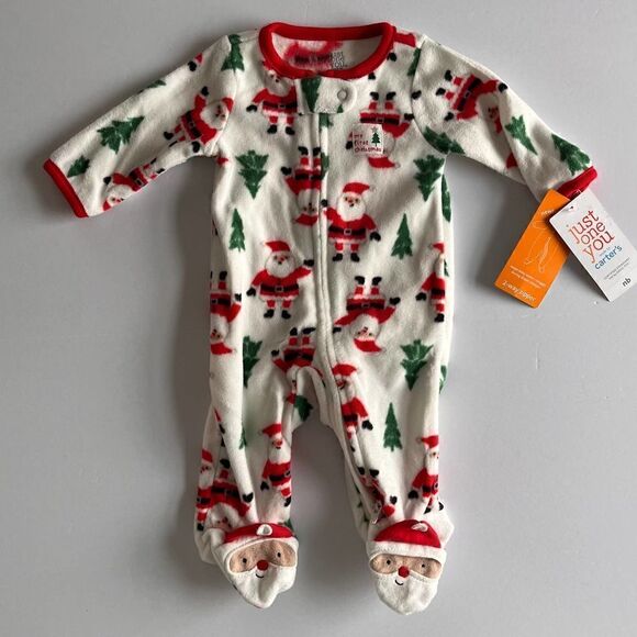 Carter's Other - NWT Just One You Carter's My First Christmas Santa Footed Fleece Pajamas Size NB